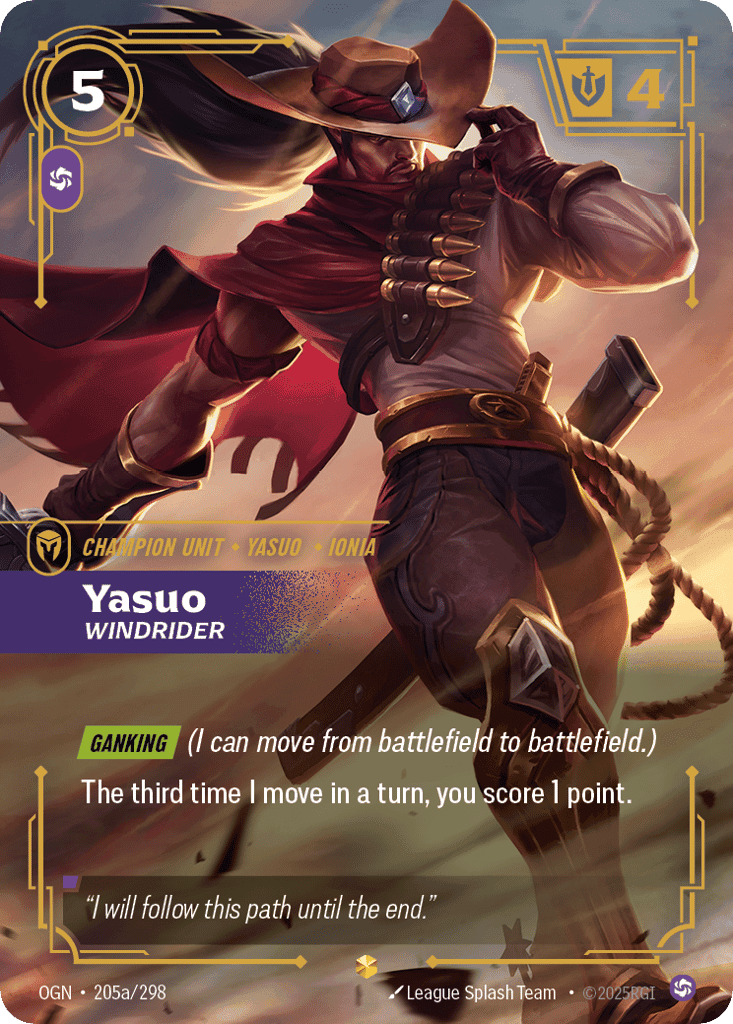 Yasuo, Windrider (Alternate Art) [OGN 205a/298] (Foil)