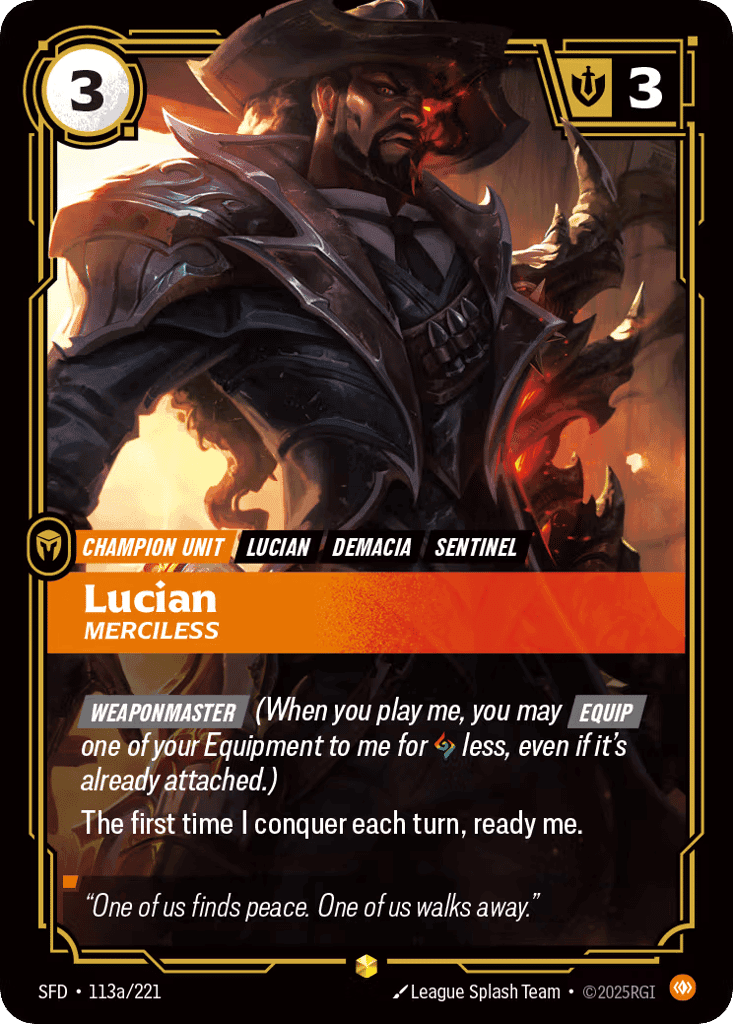 Lucian, Merciless (Alternate Art) [SFD 113a/221] (Foil)