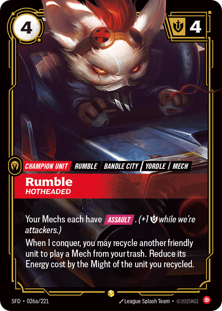 Rumble, Hotheaded (Alternate Art) [SFD 026a/221] (Foil)