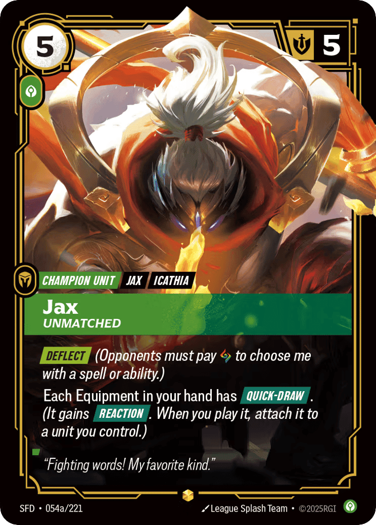 Jax, Unmatched (Alternate Art) [SFD 054a/221] (Foil)