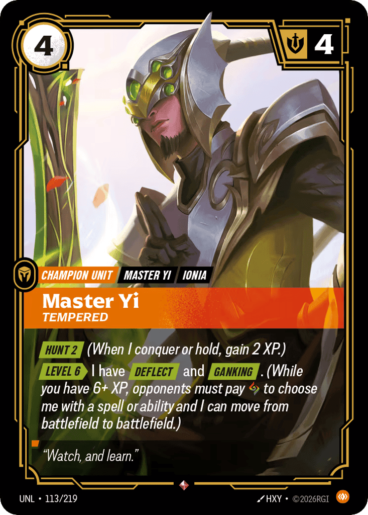 Master Yi, Tempered [UNL 113/219] (Foil)