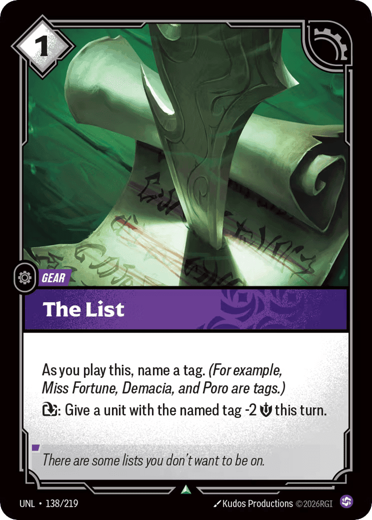 The List [UNL-138]