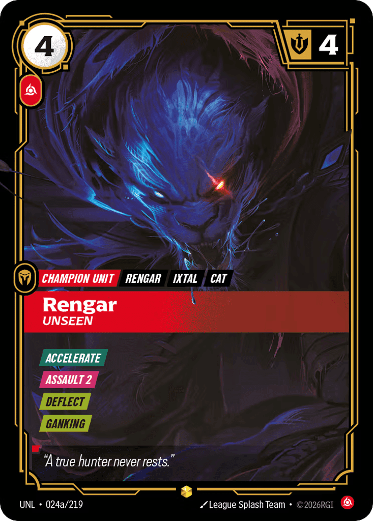 Rengar, Unseen (Alternate Art) [UNL 024a/219] (Foil)