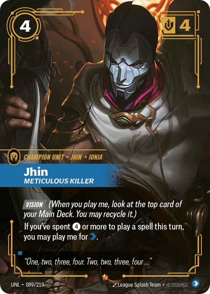 Jhin, Meticulous Killer [UNL 089/219] (Foil)
