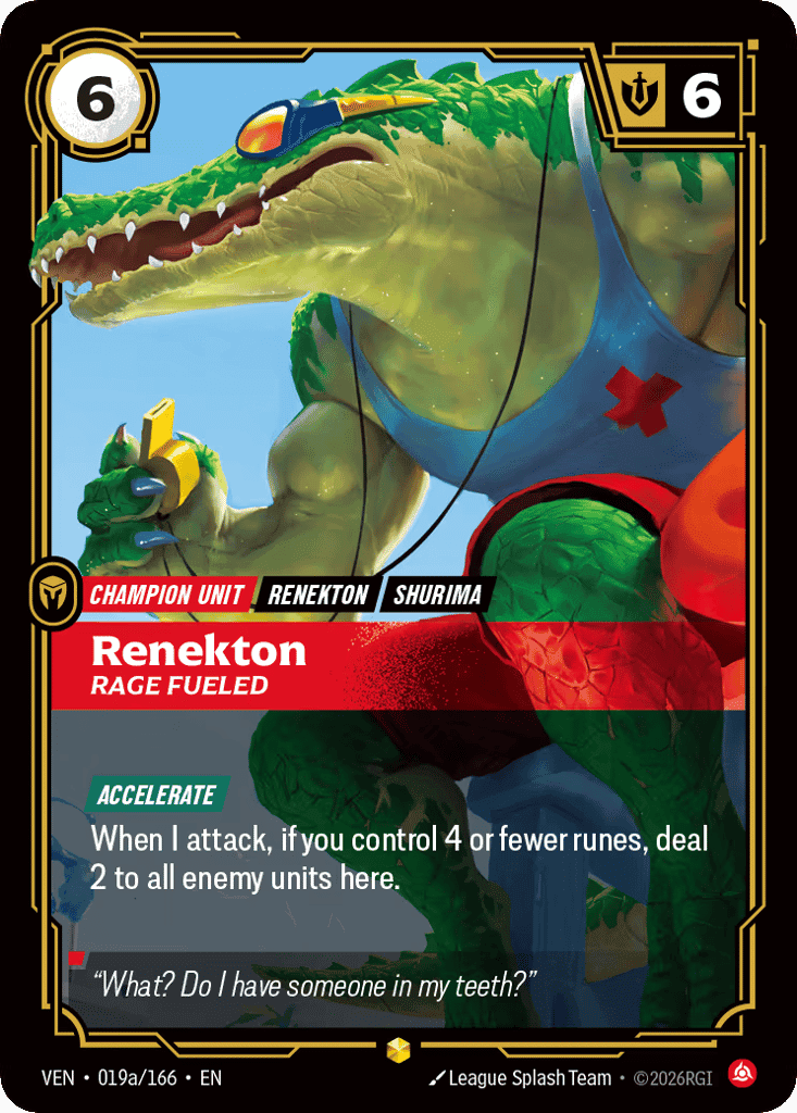 Renekton, Rage Fueled (Alternate Art) [VEN 019a/166] (Foil)